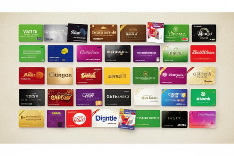 Wide selection of gift cards from major retailers, restaurants, and lifestyle brands displayed in an organized grid